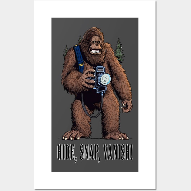 Bigfoot On A Human Photo Safari Wall Art by MerlinArt